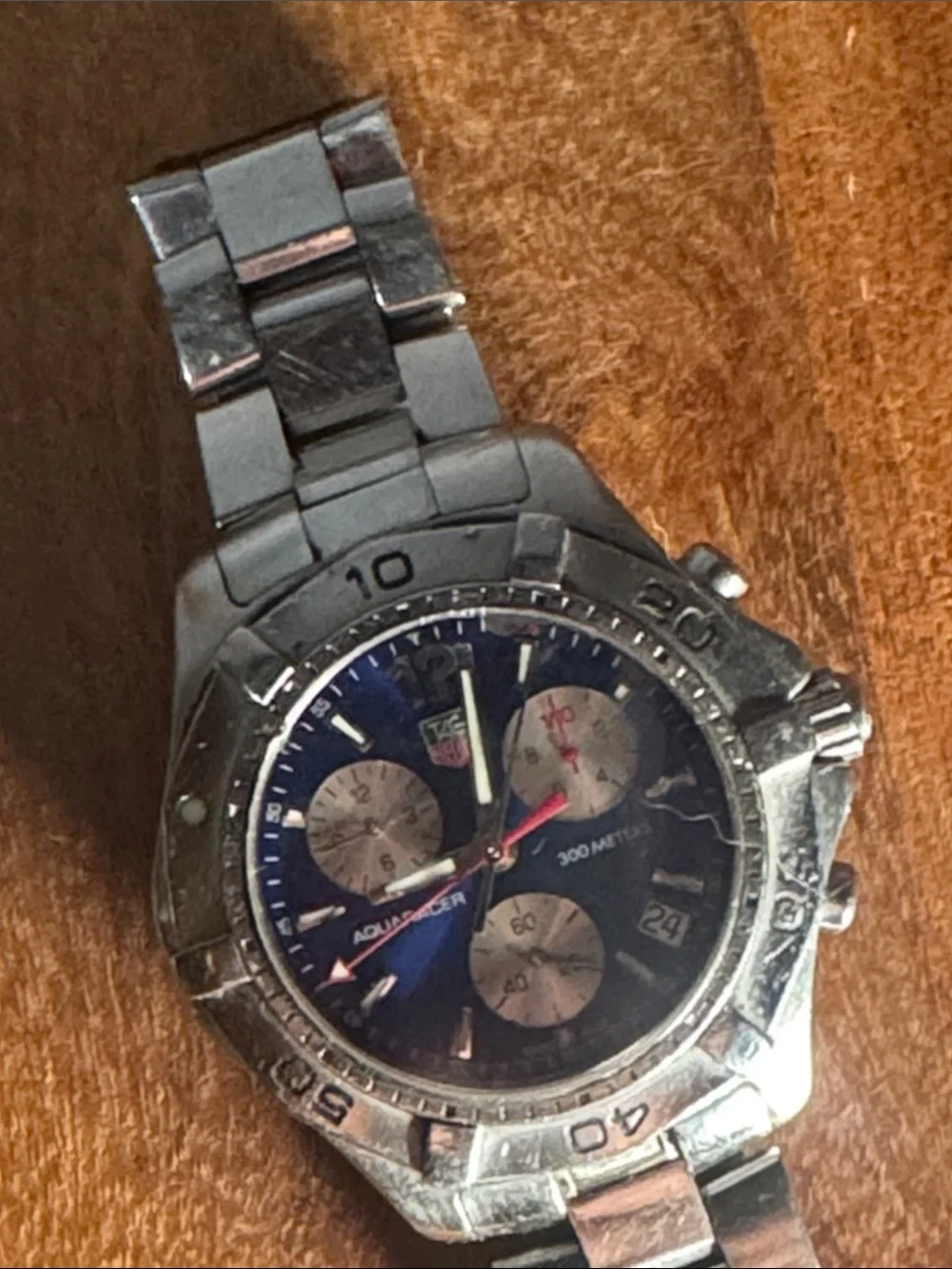 Used working Tag Heuer Aquaracer  Blue Dial Chronograph with Silver Subdials